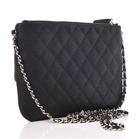 Chanel Iridescent Caviar Quilted Daily Zip Crossbody Bag Black